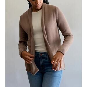 White and Warren Organic Cotton Y2K Mini Trapeze in Mocha Cardigan Small A003168